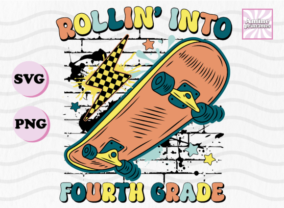 Fourth Grade Skating Retro School SVG