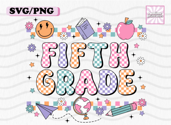 Retro Checkered Fifth Grade School SVG