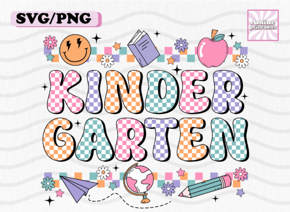 Retro Checkered Kindergarten School SVG