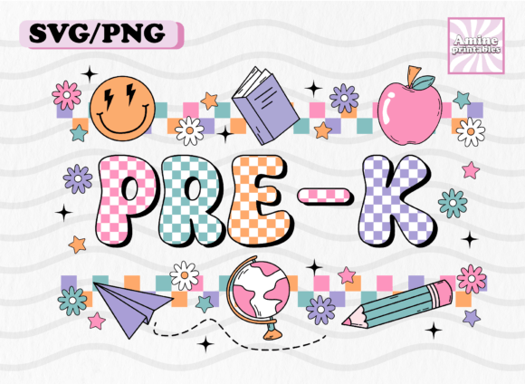 Retro Checkered Pre K Groovy School SVG